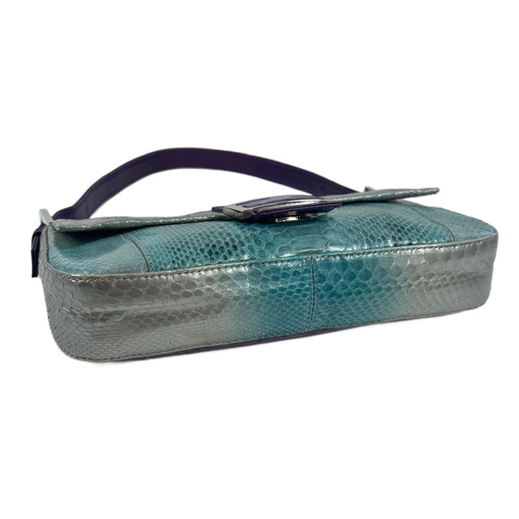 Fendi Vintage Silver Blue Purple Fuchsia Ombré Snakeskin Baguette Shoulder Bag - Picture 5 of 9